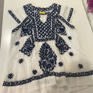 Navy and white blouse